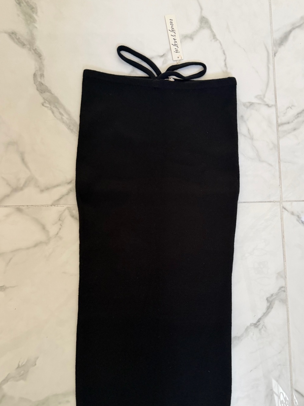 For Love And Lemons Black Pencil Midi Skirt with waist straps